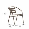 Flash Furniture Lila 27.5in Bronze Square Aluminum Indoor-Outdoor Table Set with 4 Bronze Slat Back Chairs TLH-ALUM-28SQ-017BZ4-GG